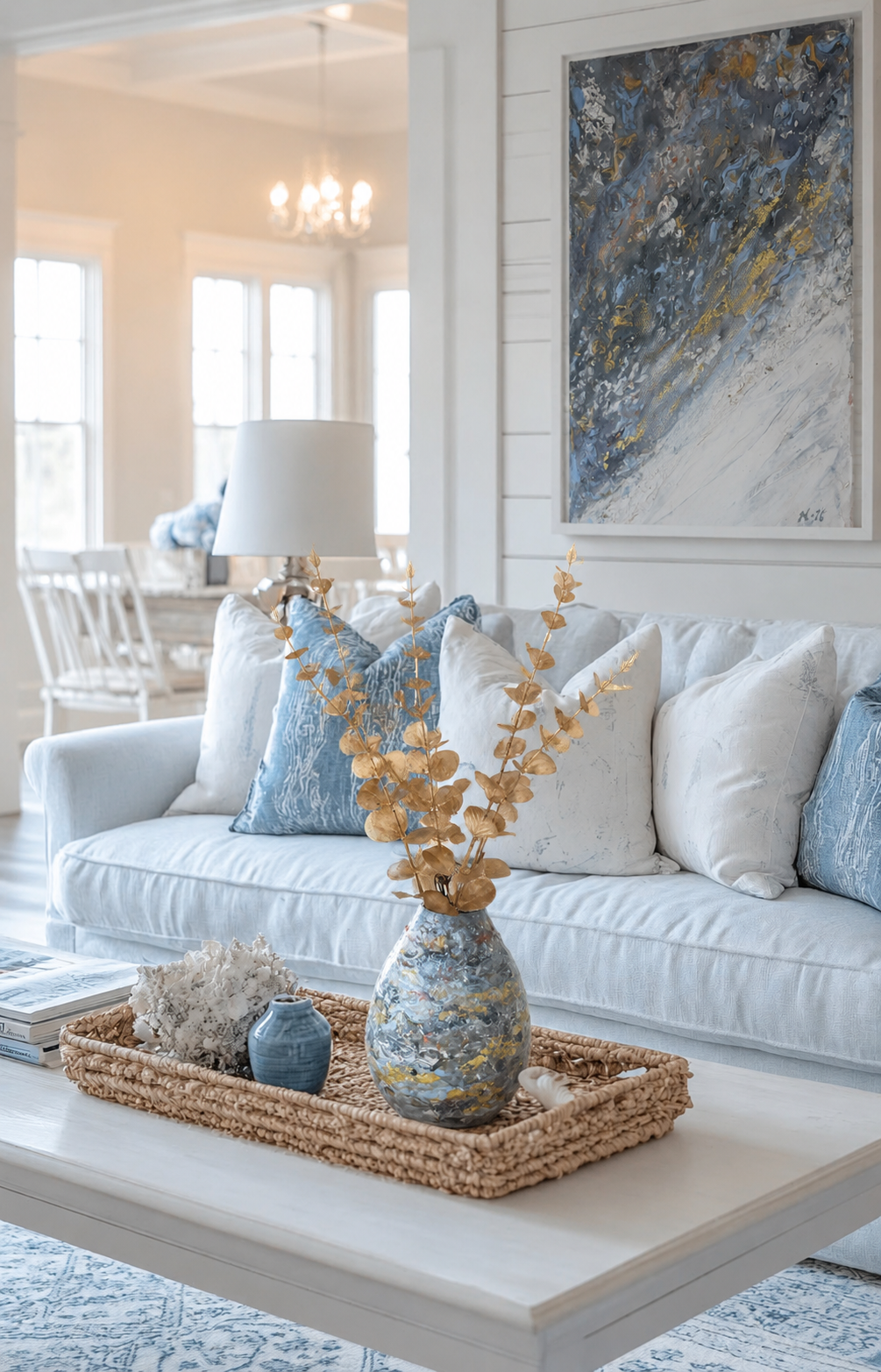 "Glimmering Sea" - Hand-Painted Abstract Vase