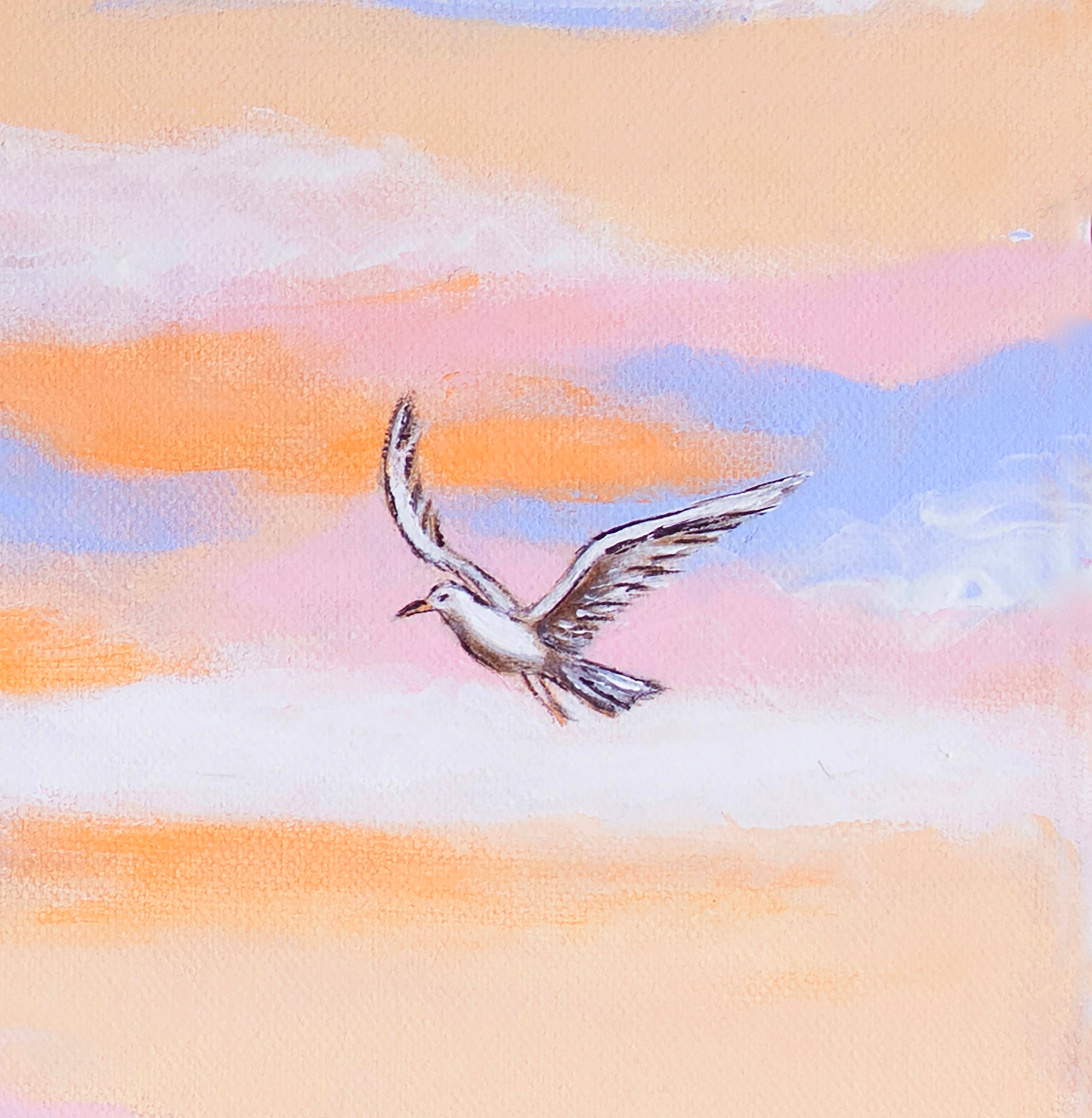 Canvas Print Abstract Dreamscape Blue - Free as a Bird Piece 1 | Swedish Wall Art