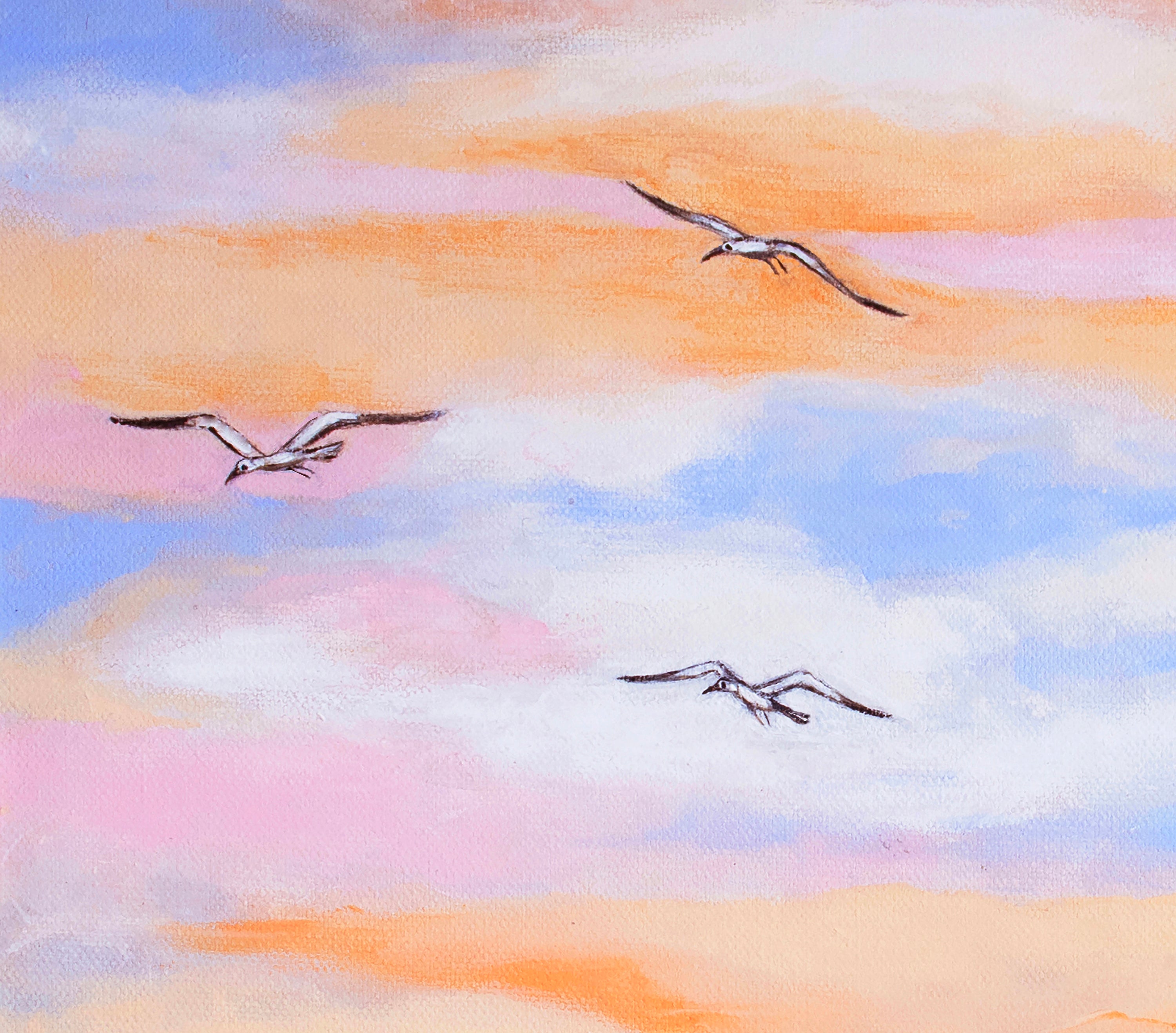 Canvas Print Abstract Dreamscape Blue - Free as a Bird Piece 1 | Swedish Wall Art