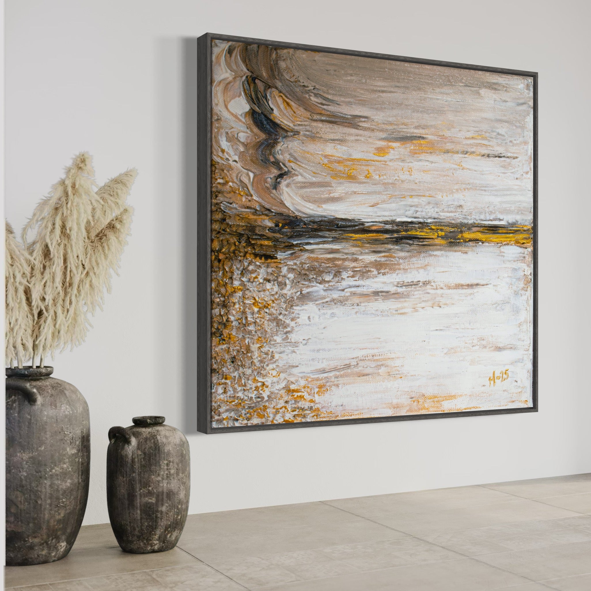Original Painting Seascape Gold Copper - Nyckelviken | Swedish Art