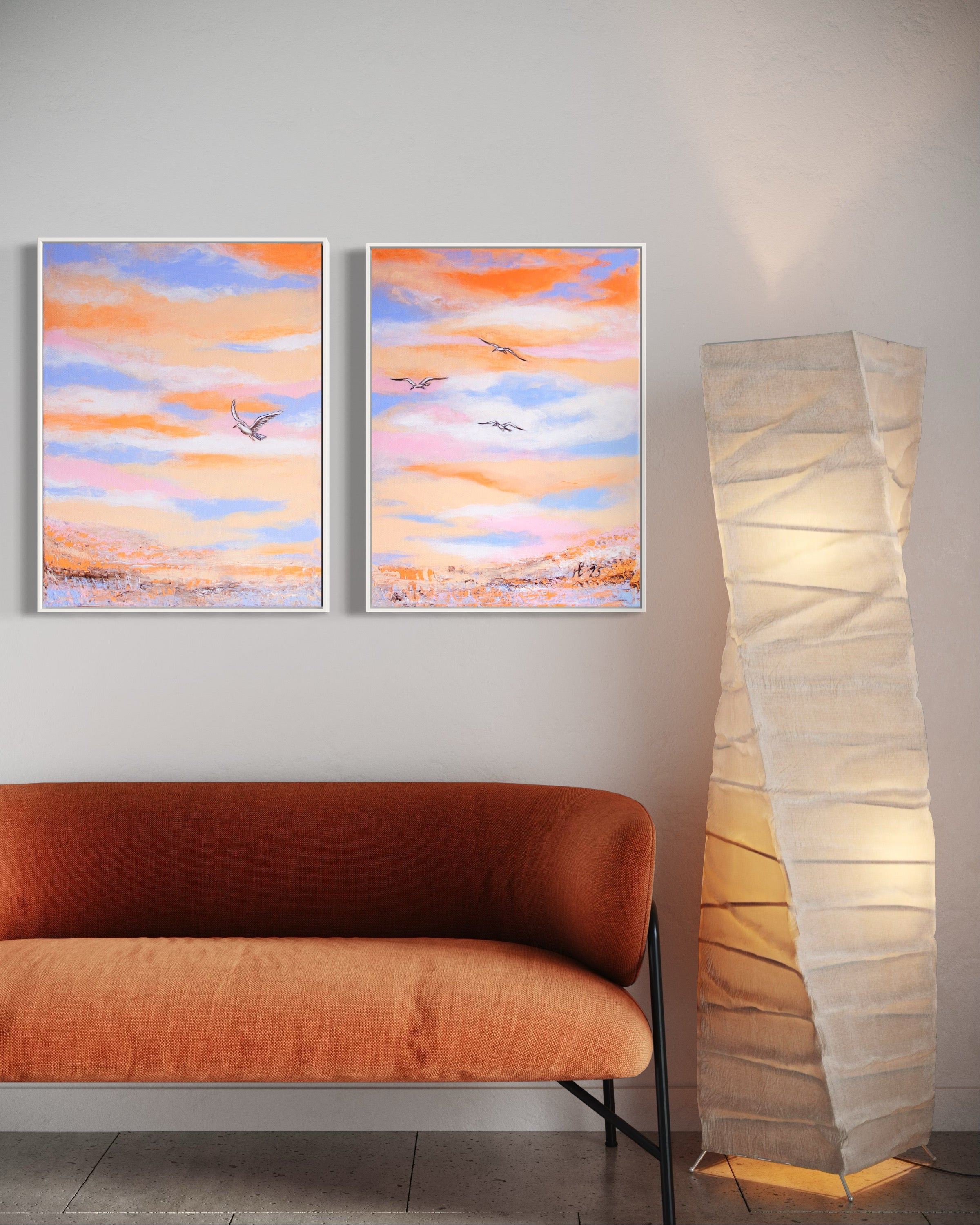 Canvas Print Abstract Dreamscape Blue - Free as a Bird Piece 1 | Swedish Wall Art