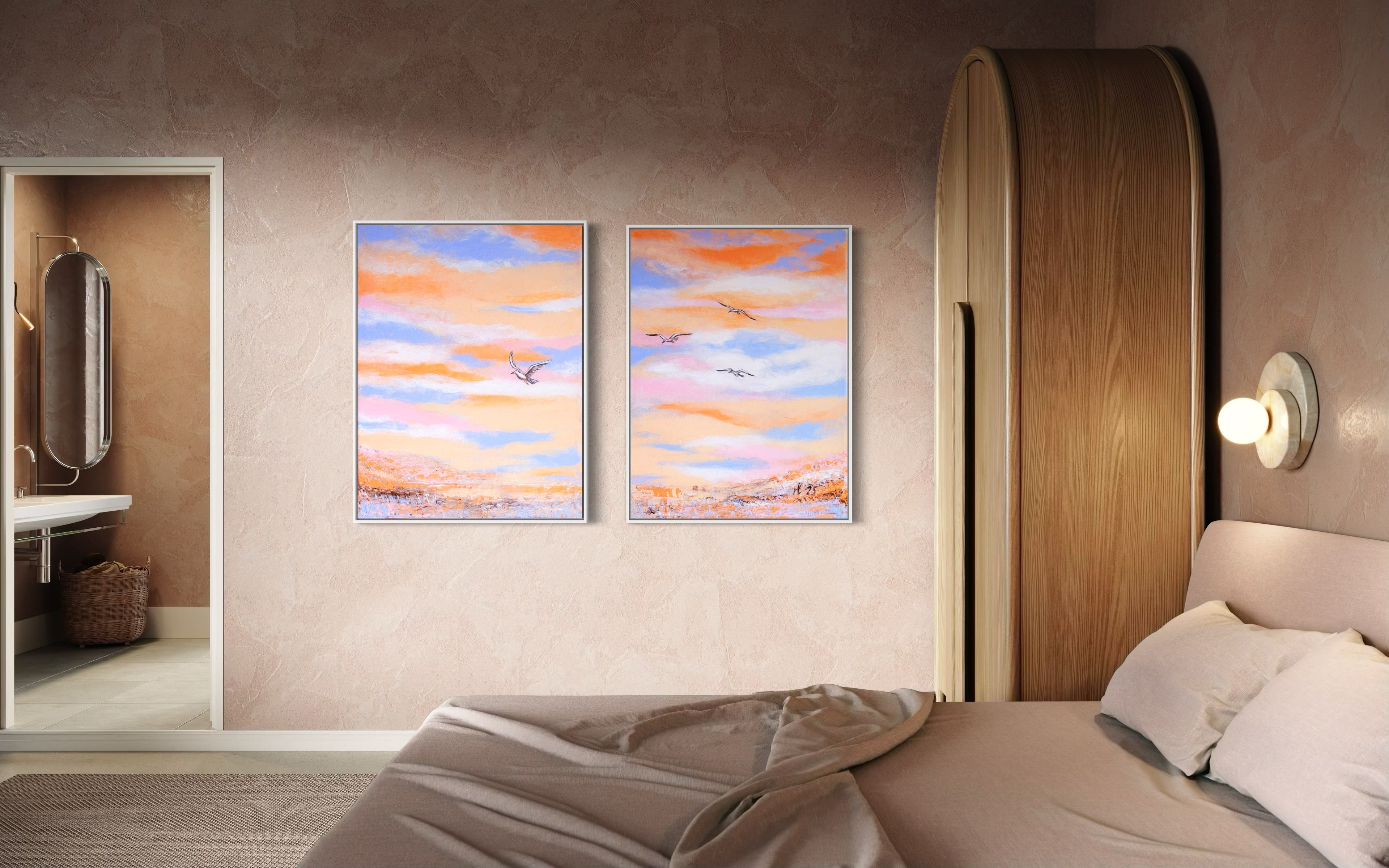 Canvas Print Abstract Dreamscape Blue - Free as a Bird Piece 1 | Swedish Wall Art