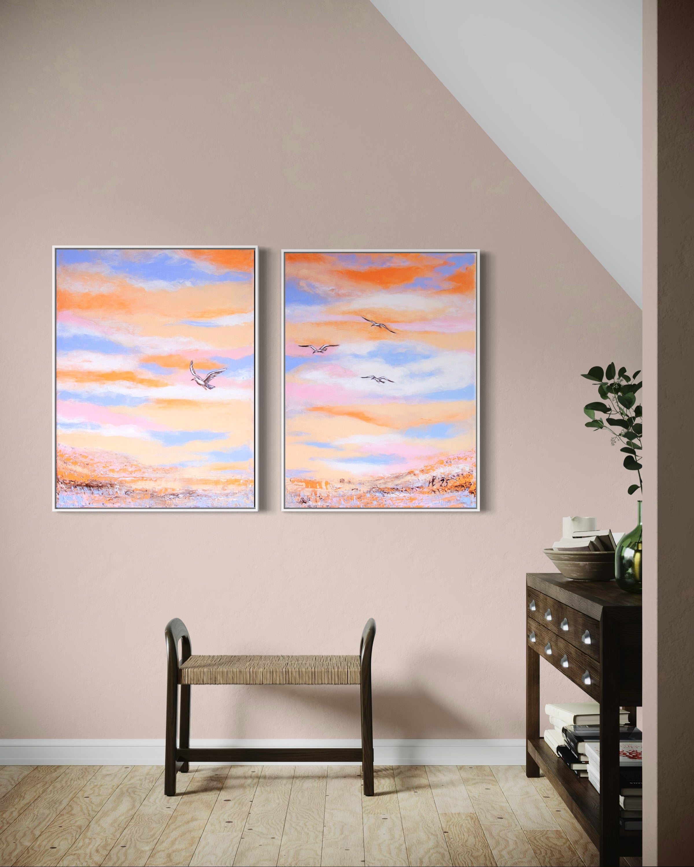 Canvas Print Abstract Dreamscape Blue - Free as a Bird Piece 1 | Swedish Wall Art