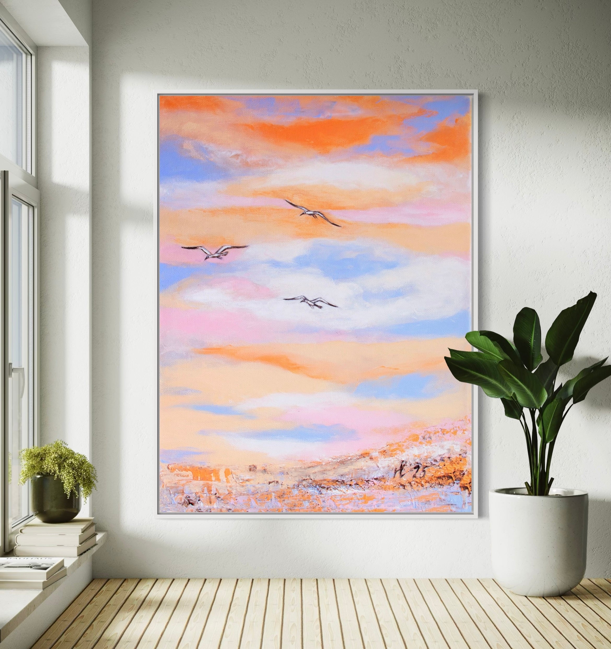 Canvas Print Abstract Dreamscape Blue - Free as a Bird Piece 2 | Swedish Wall Art