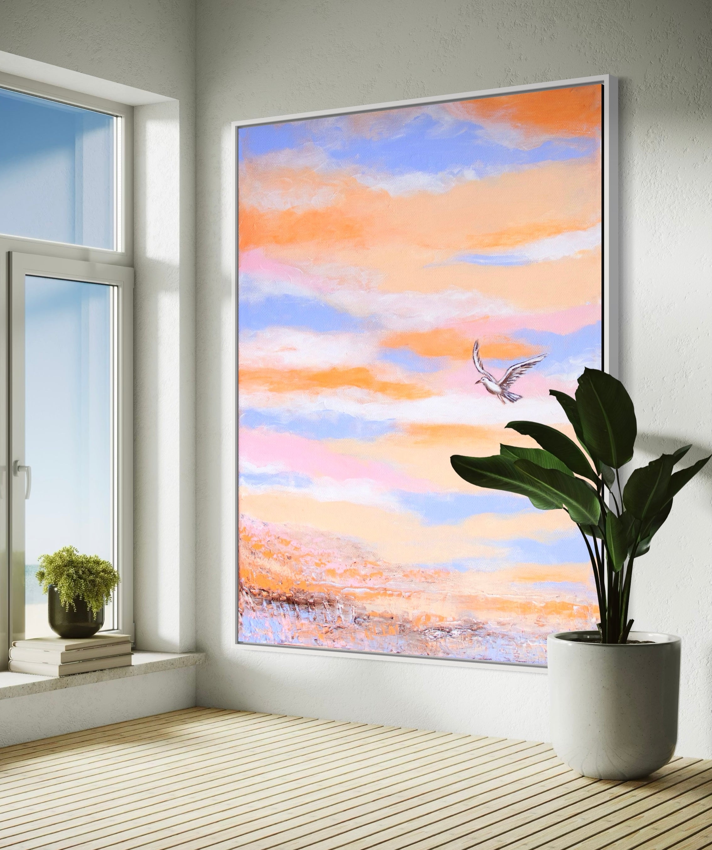 Canvas Print Abstract Dreamscape Blue - Free as a Bird Piece 1 | Swedish Wall Art
