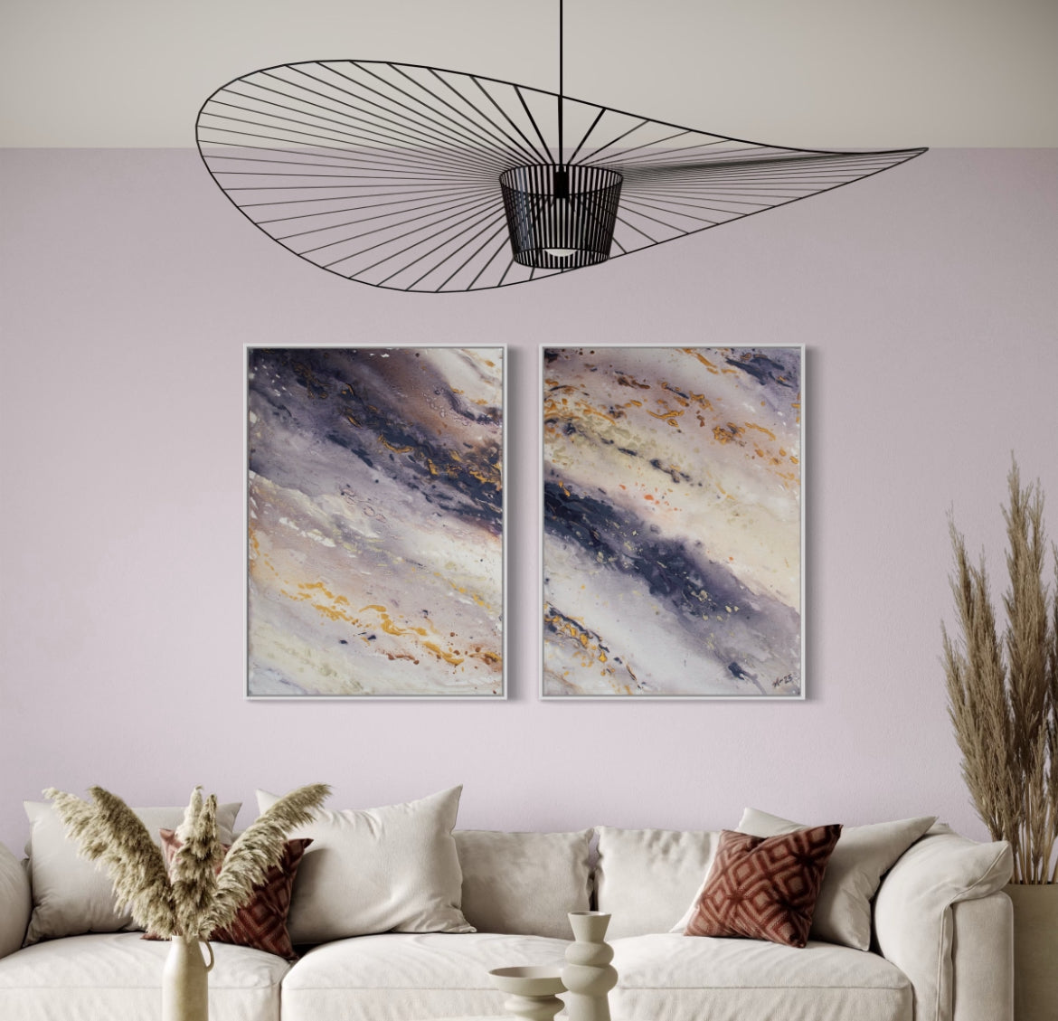 Canvas Print Abstract Sea Wave Blue Gold - Marble Wave Piece 2 | Swedish Wall Art