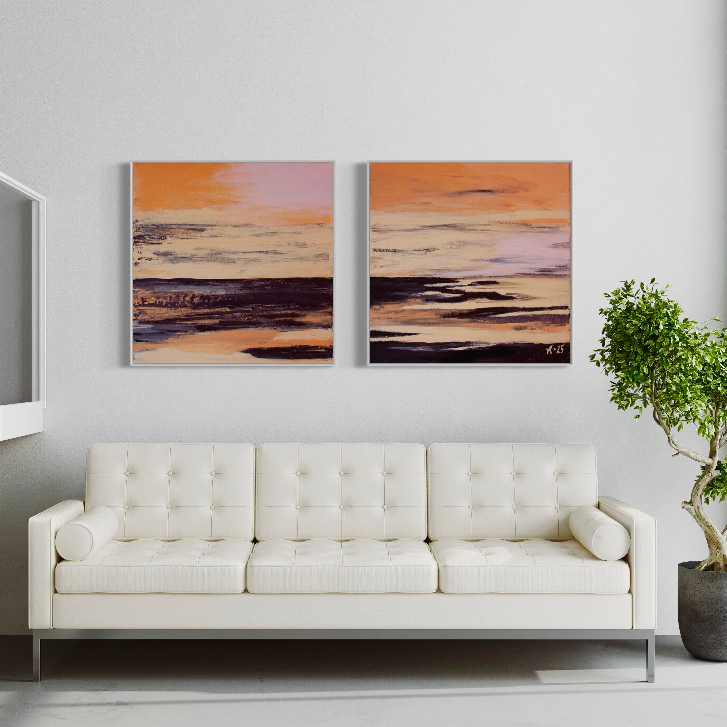 Fine Art Print tvådelad tavla: Coral beach del 1