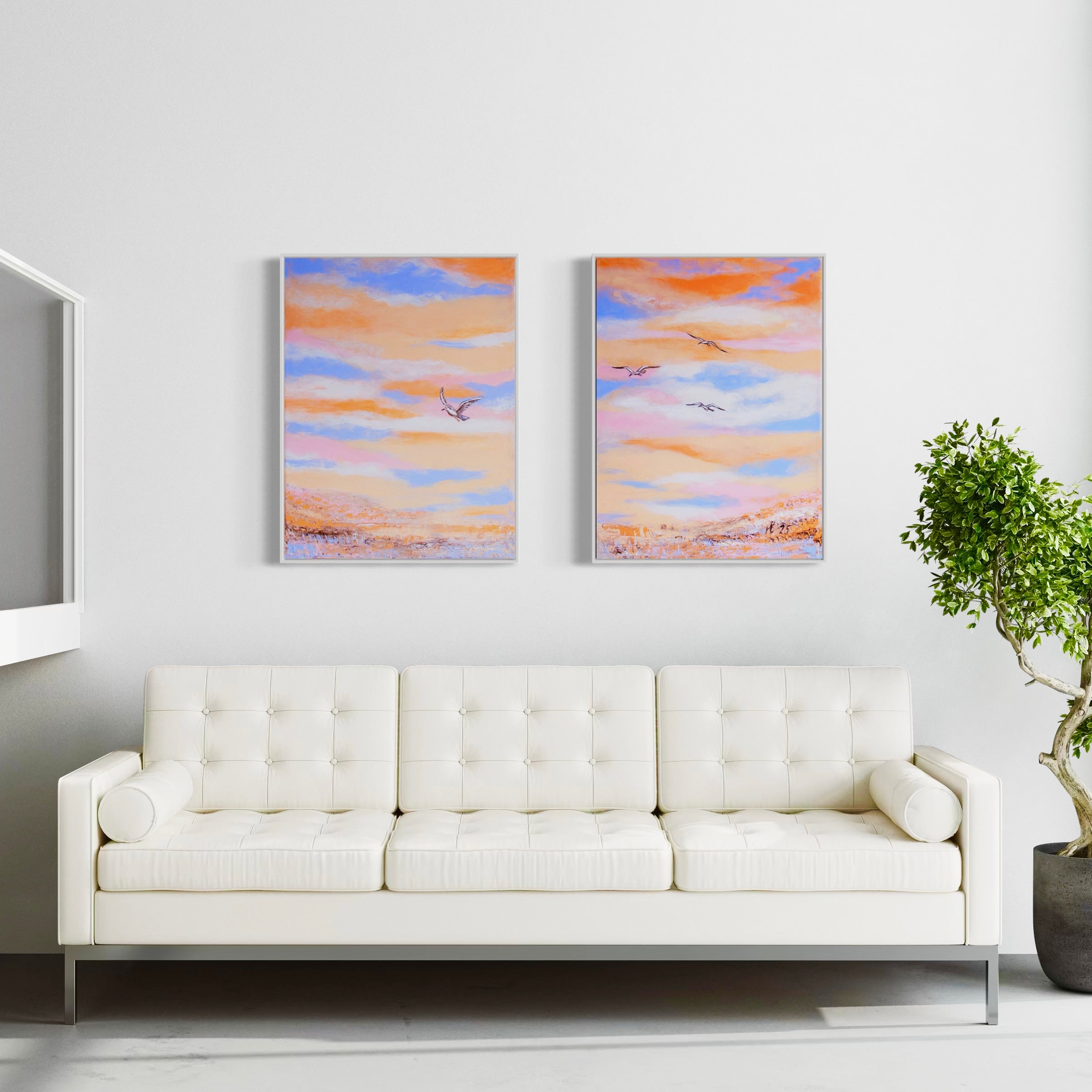 Canvas Print Abstract Dreamscape Blue - Free as a Bird Piece 2 | Swedish Wall Art