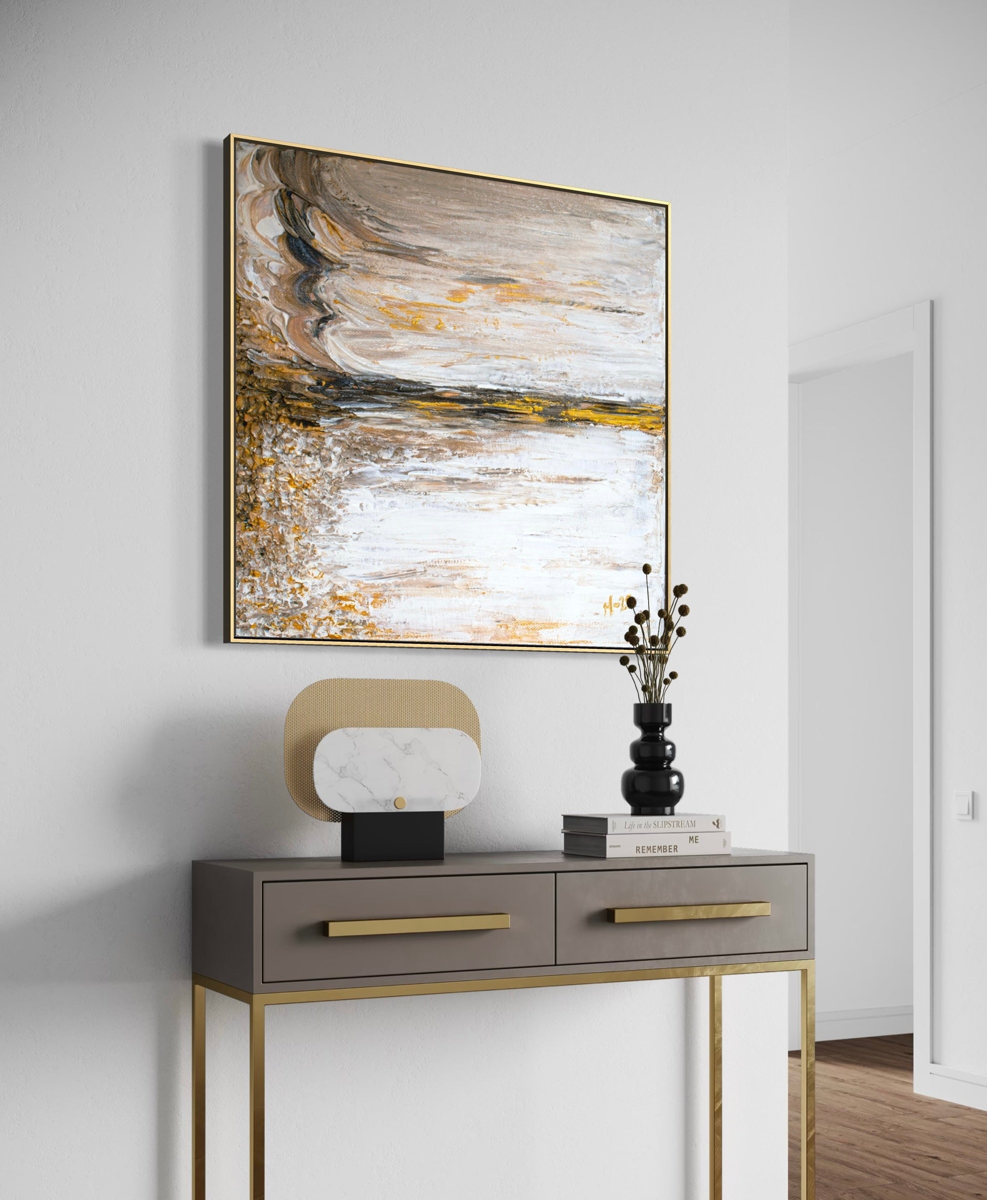 Original Painting Seascape Gold Copper - Nyckelviken | Swedish Art