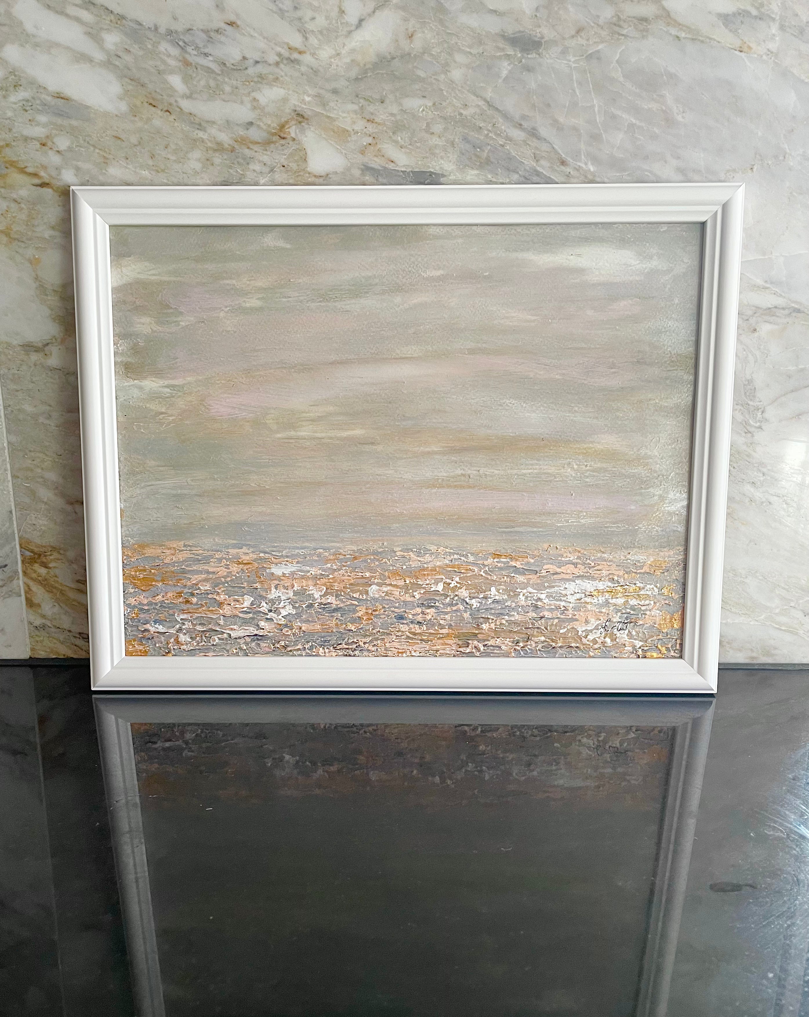 Original Painting Seascape Blue Pink - Stilla Gryning | Swedish Art