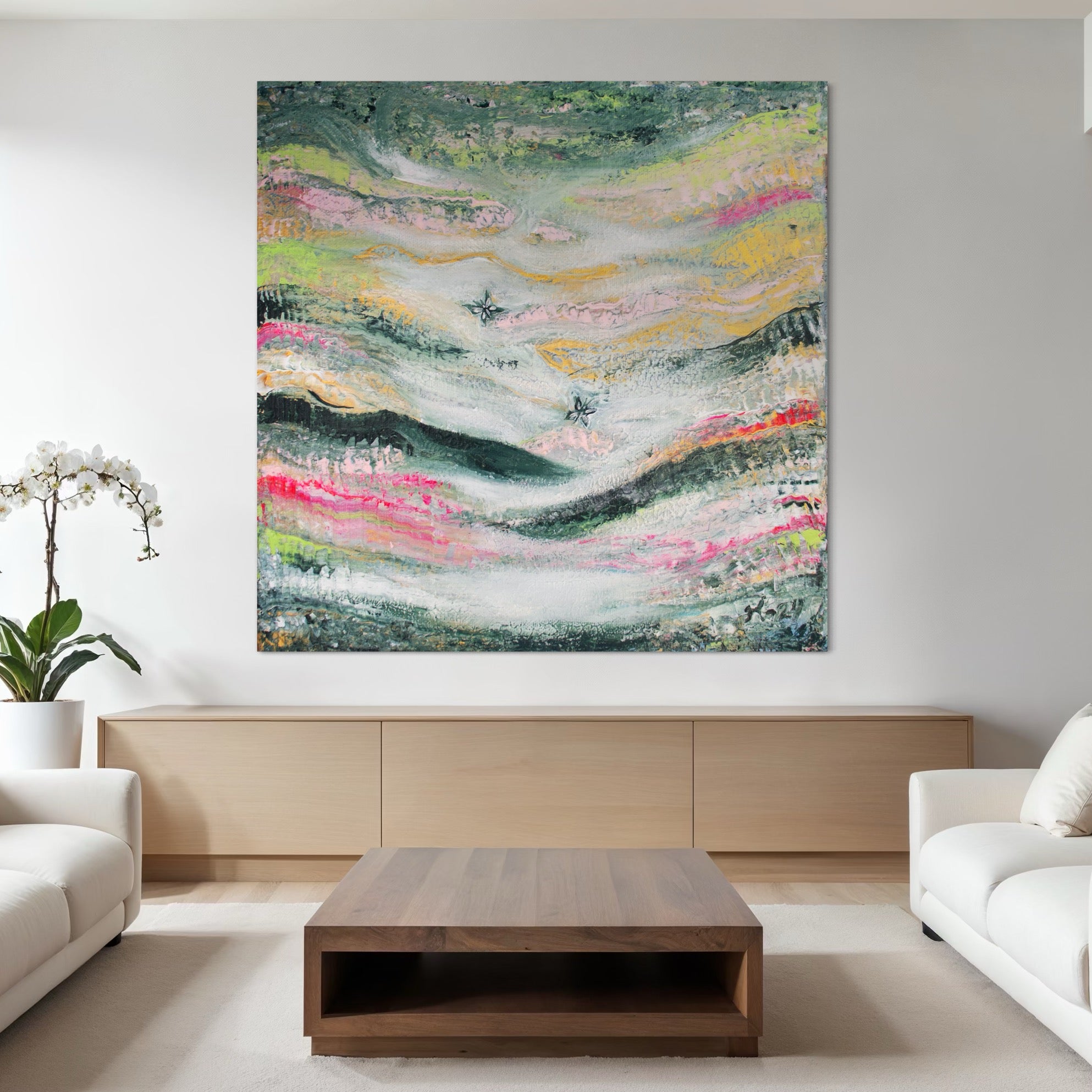 Canvastavla Abstrakt Fjäril Rosa - Magic Moment | Svensk Väggkonst