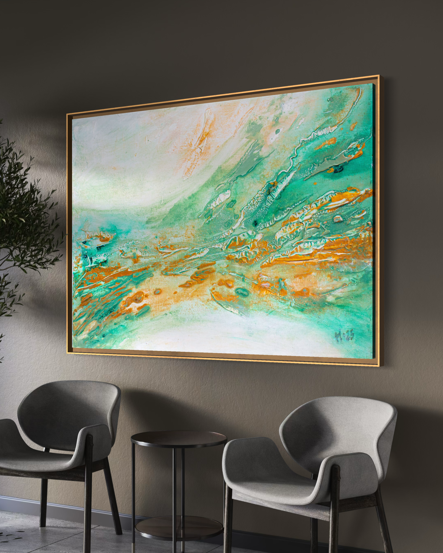 Canvas Print Abstract – Golden Current | Swedish Wall Art