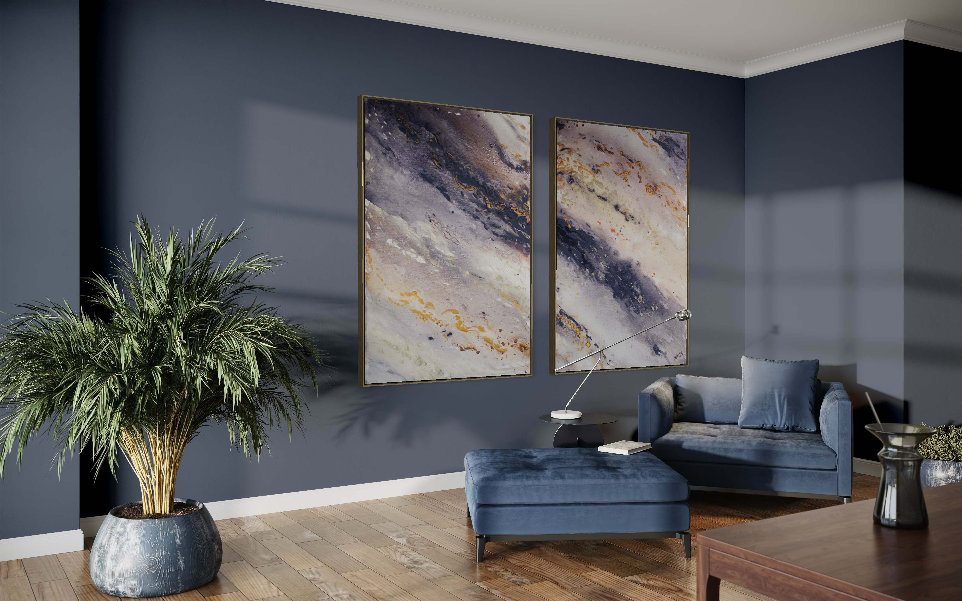 Canvas Print Abstract Sea Wave Blue Gold - Marble Wave Piece 2 | Swedish Wall Art
