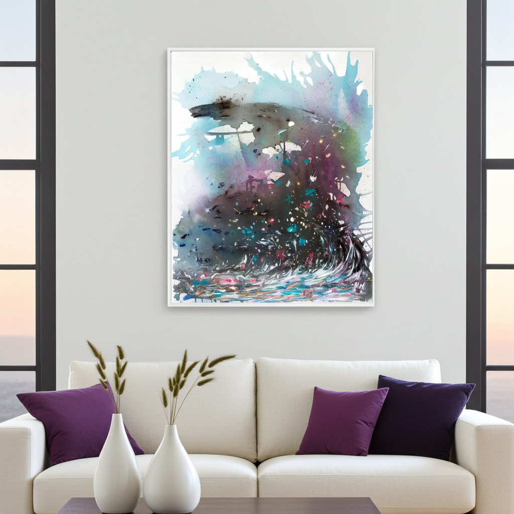Canvas Print Abstract Wave Blue Purple - Ocean Dreams | Swedish Wall Art