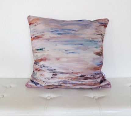 Velevet/canvas cushion "Silver daylight rosé"