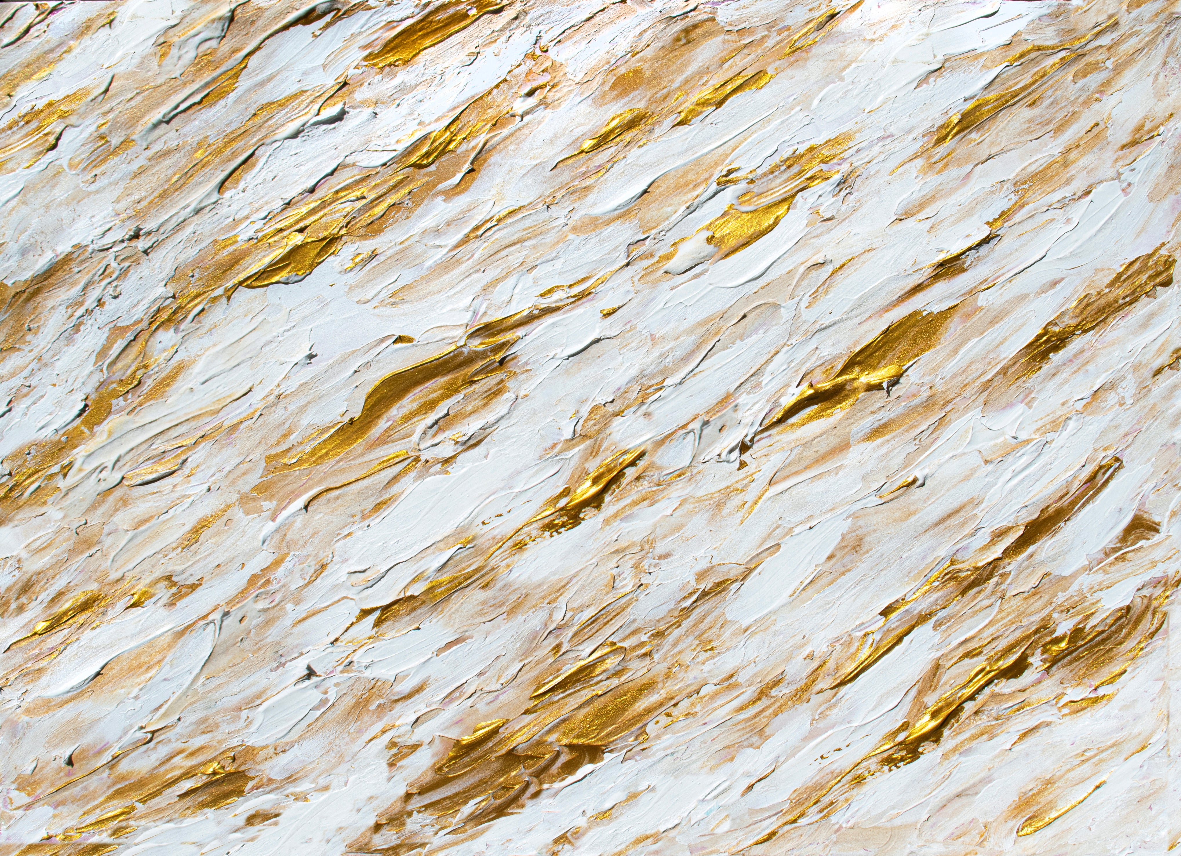 Original Painting Abstract Gold White - Splashing Gold | Swedish Art