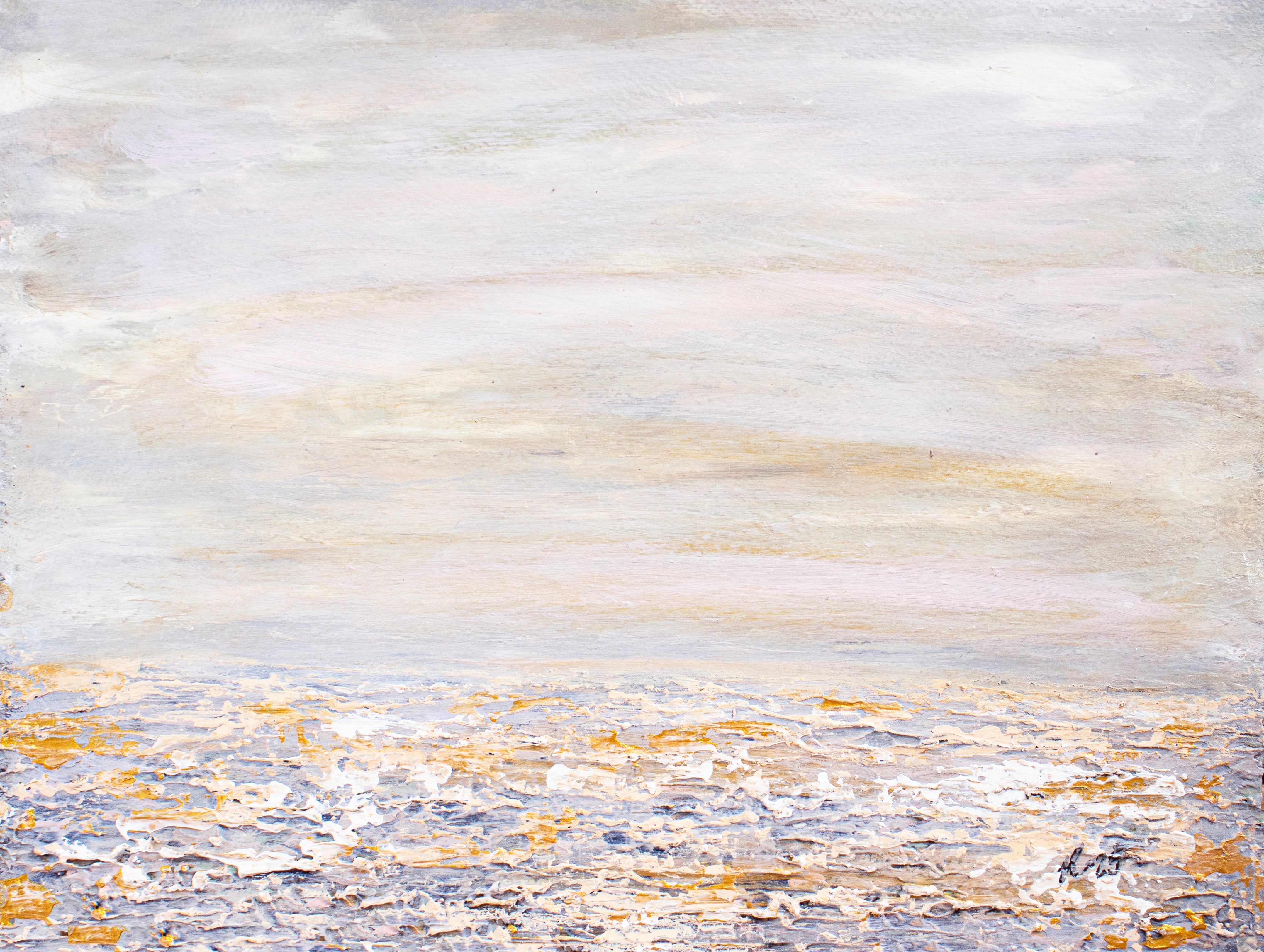 Original Painting Seascape Blue Pink - Stilla Gryning | Swedish Art