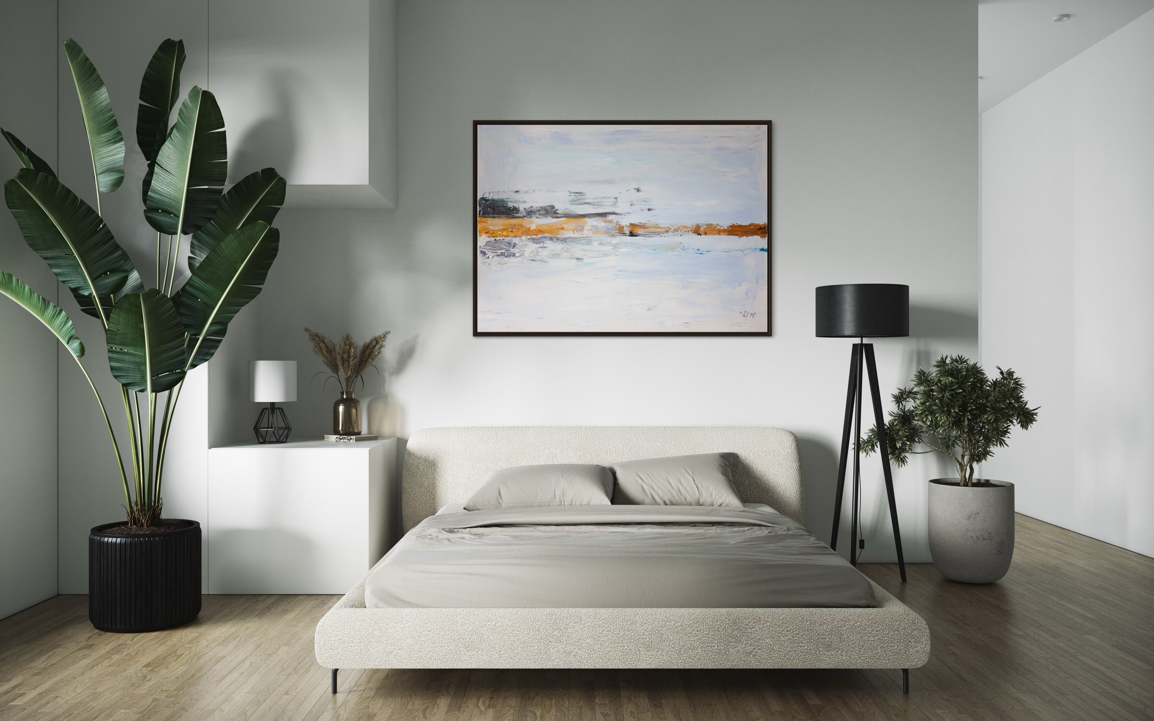 Canvas Print Abstract Landscape Gold Blue - Such a Lovely Day | Swedish Wall Art