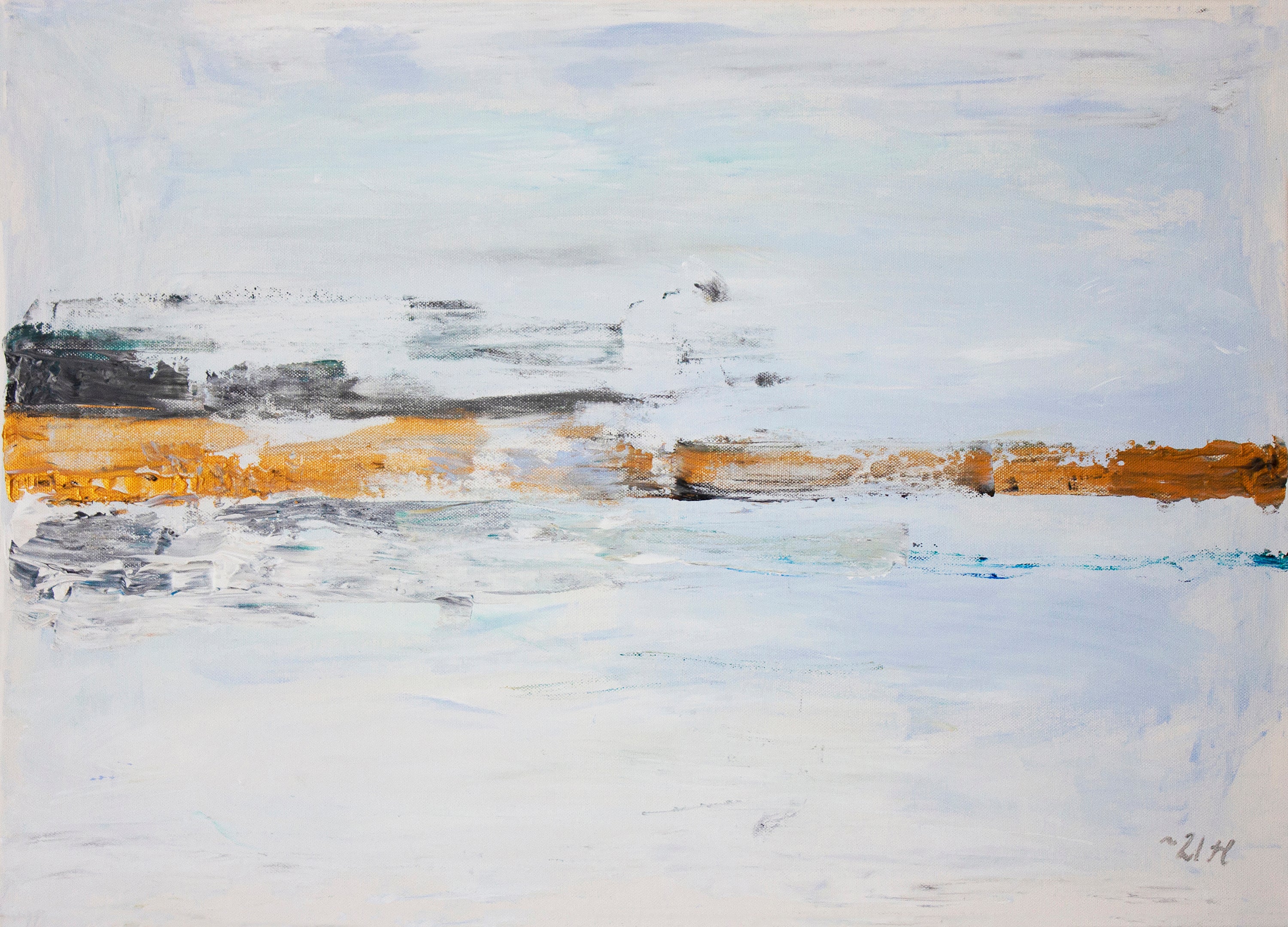 Canvas Print Abstract Landscape Gold Blue - Such a Lovely Day | Swedish Wall Art