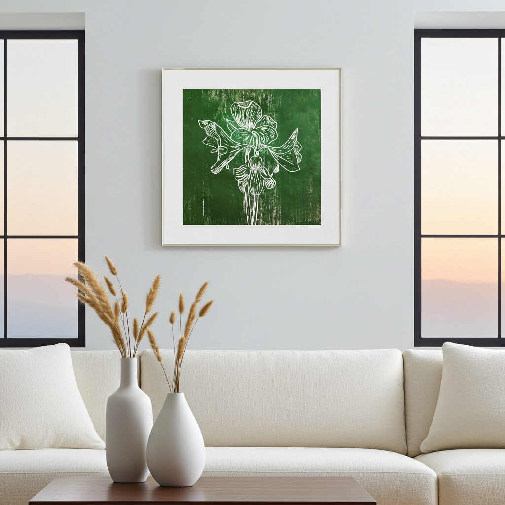 Fine Art Print: "Grön Amaryllis"