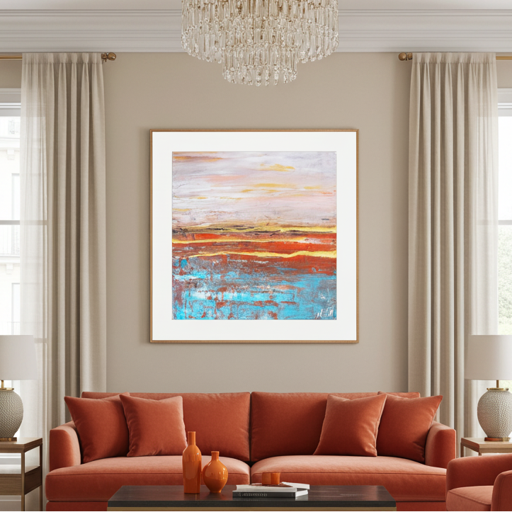 Canvas Print Abstract Landscape Orange Gold - Autumn is Coming | Swedish Wall Art