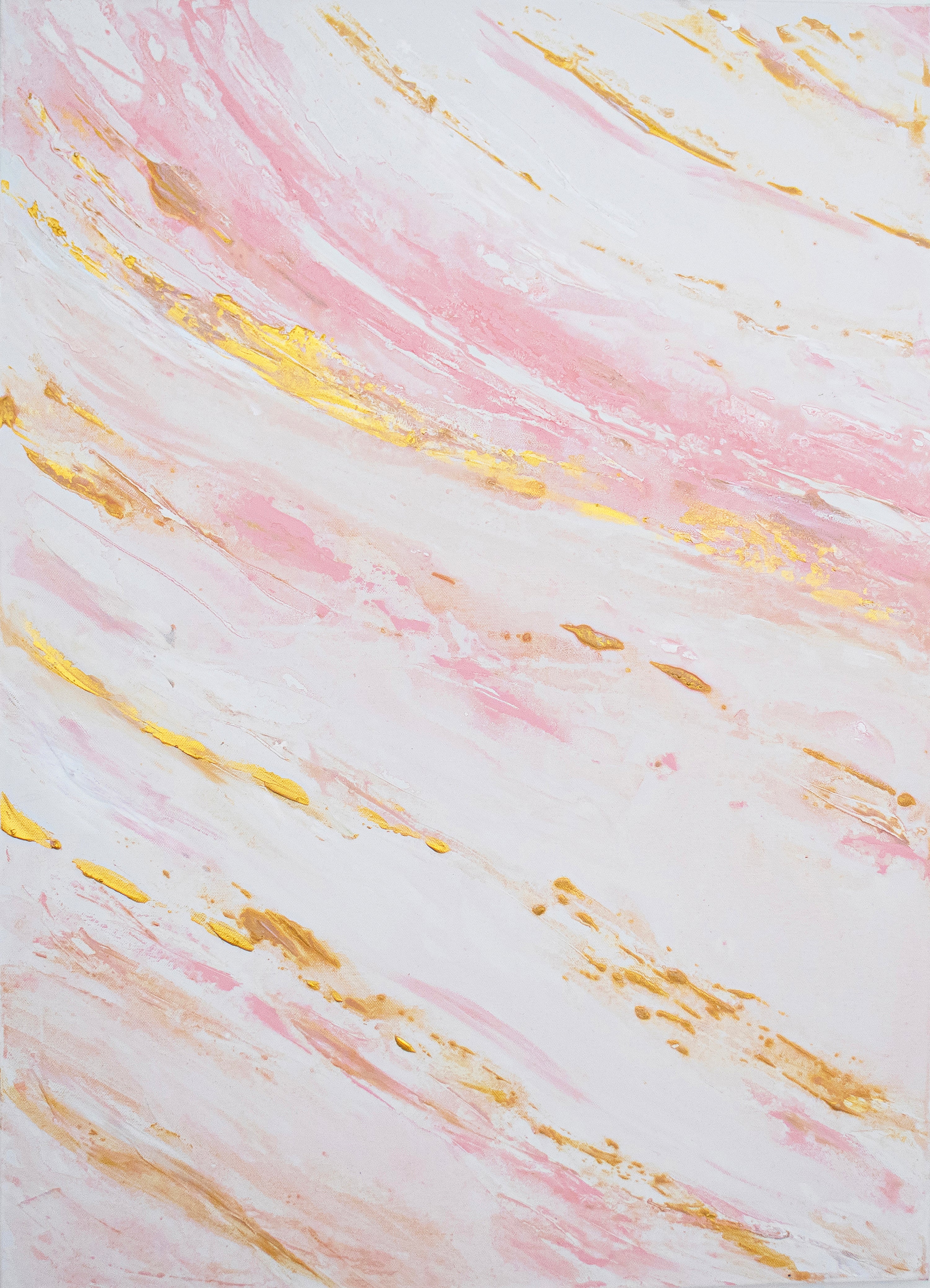 Original Painting Abstract Marble Sea Wave Pink Gold - Blush Tides | Swedish Art