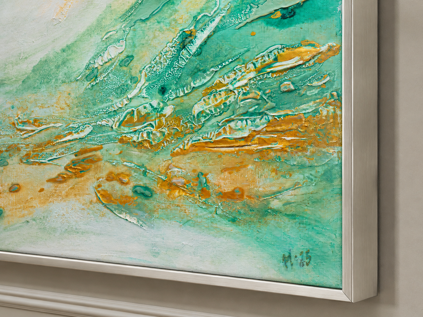 Golden Current – Abstract Canvas Print