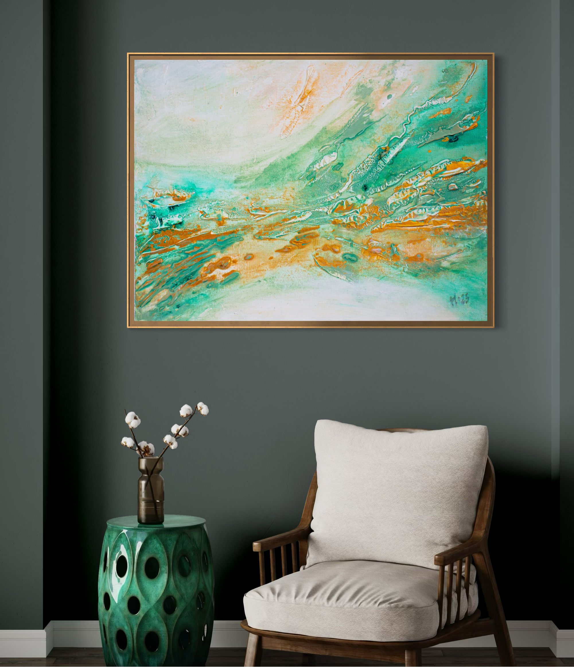 Canvas Print Abstract – Golden Current | Swedish Wall Art