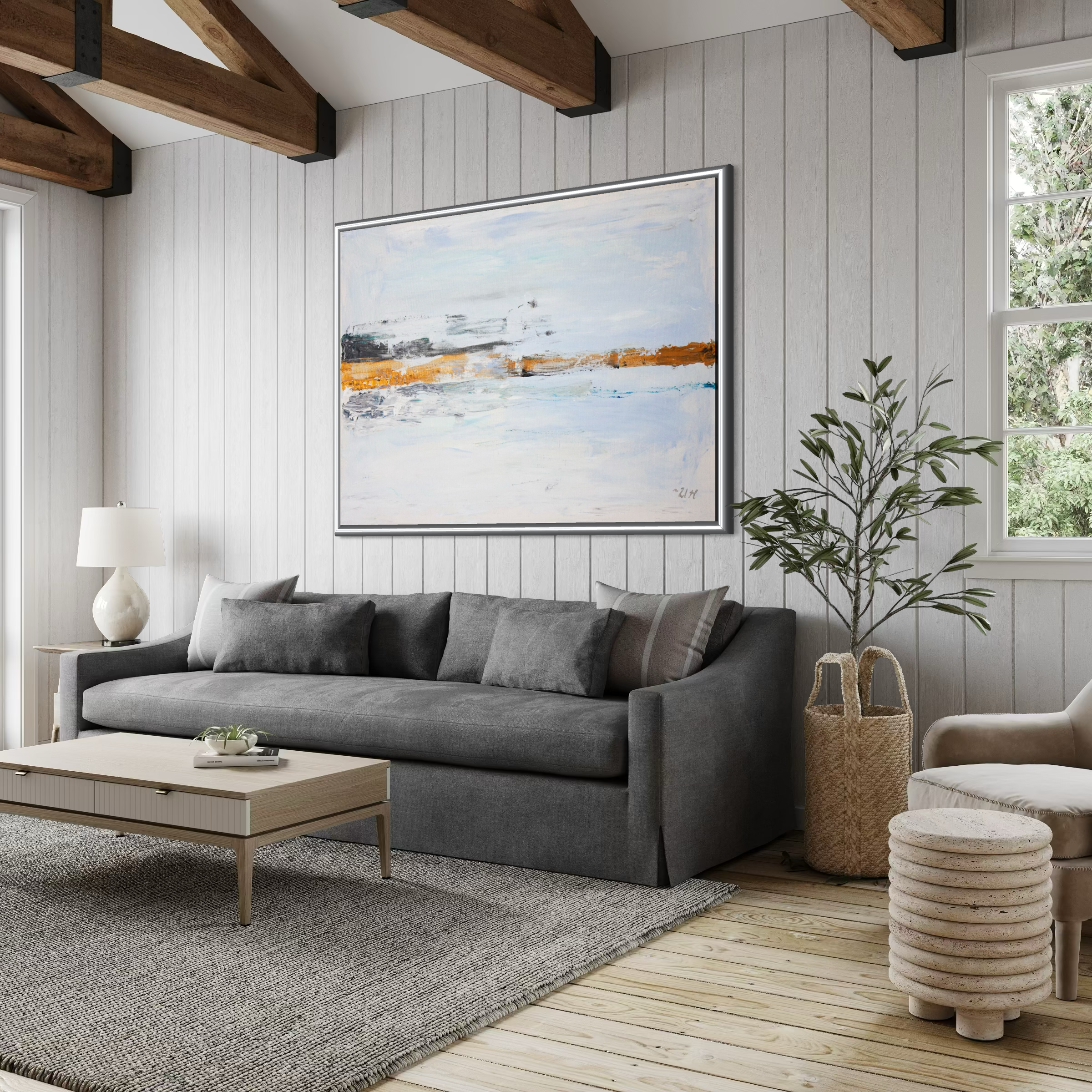 Canvas Print Abstract Landscape Gold Blue - Such a Lovely Day | Swedish Wall Art