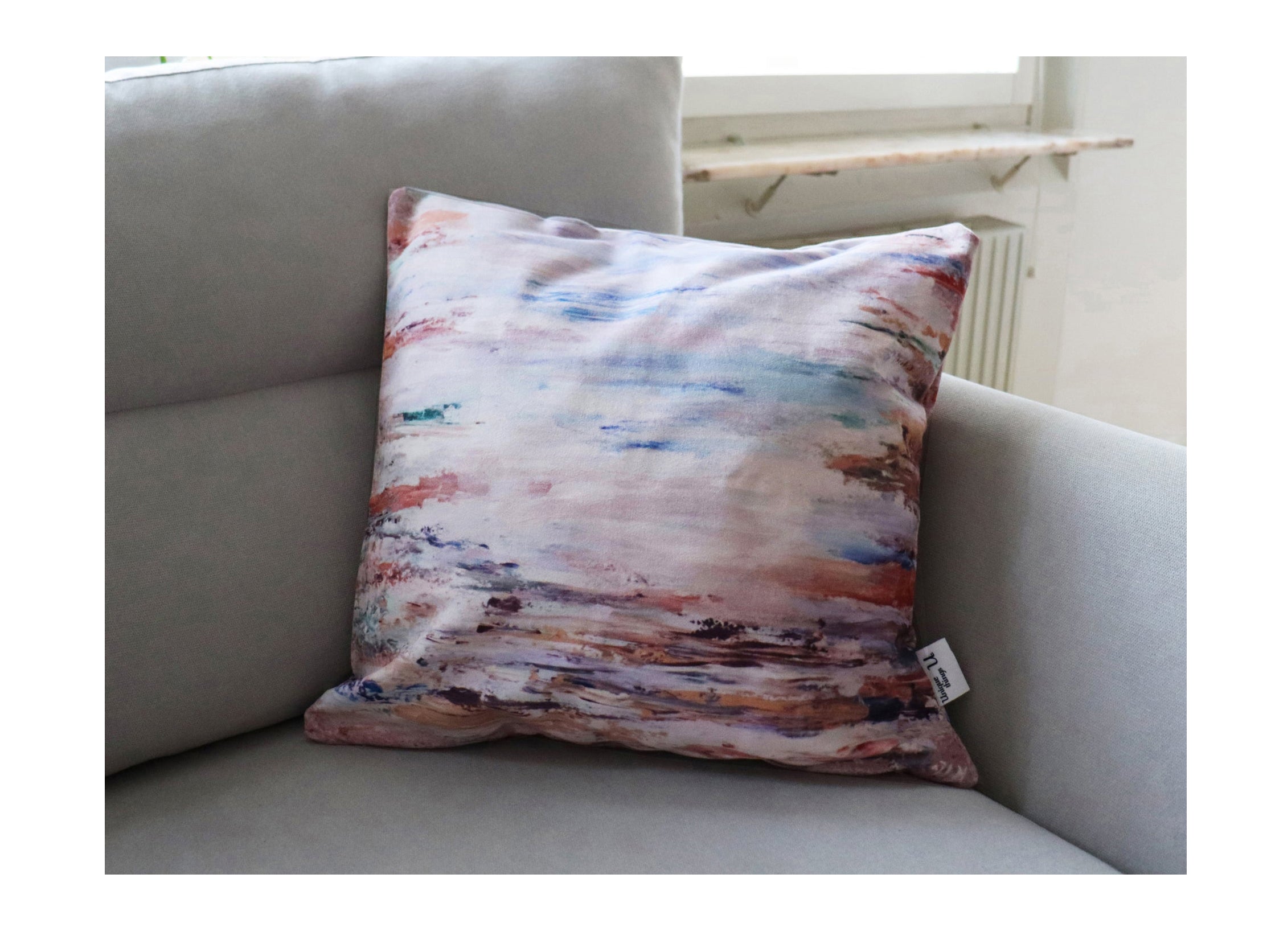 Velevet/canvas cushion "Silver daylight rosé"