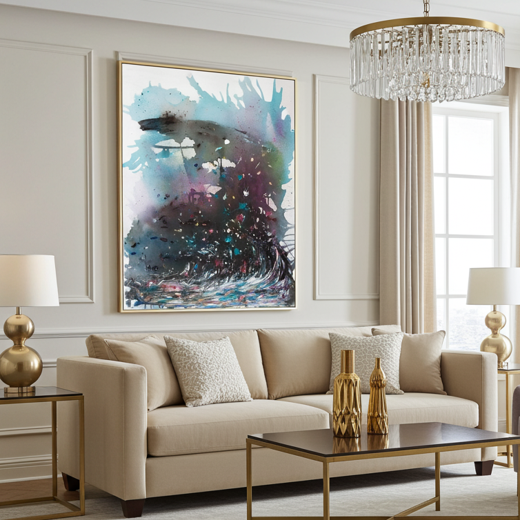 Canvas Print Abstract Wave Blue Purple - Ocean Dreams | Swedish Wall Art