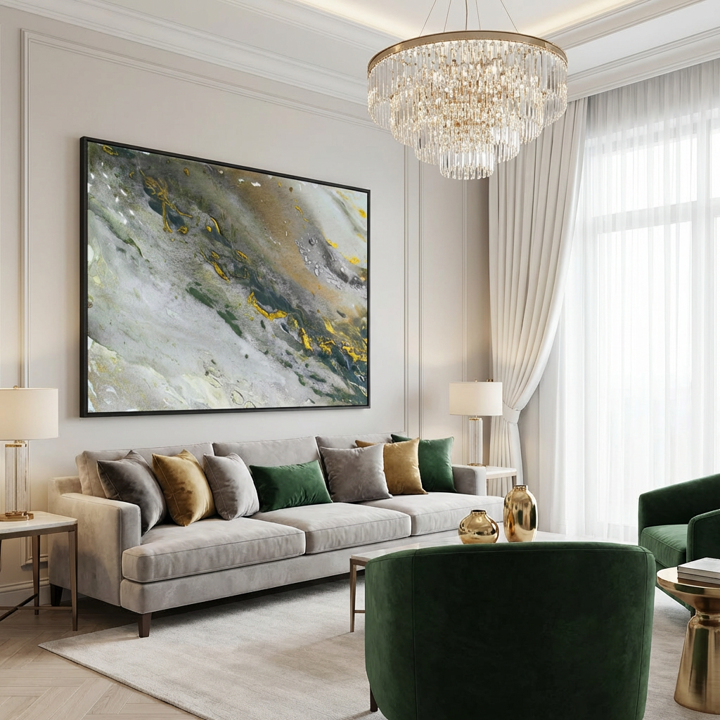 Canvas Print: "Marble wave gray"