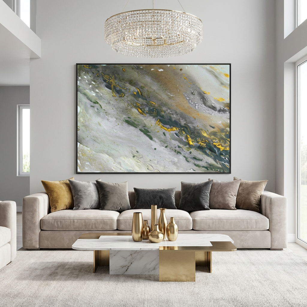 Canvas Print: "Marble wave gray"