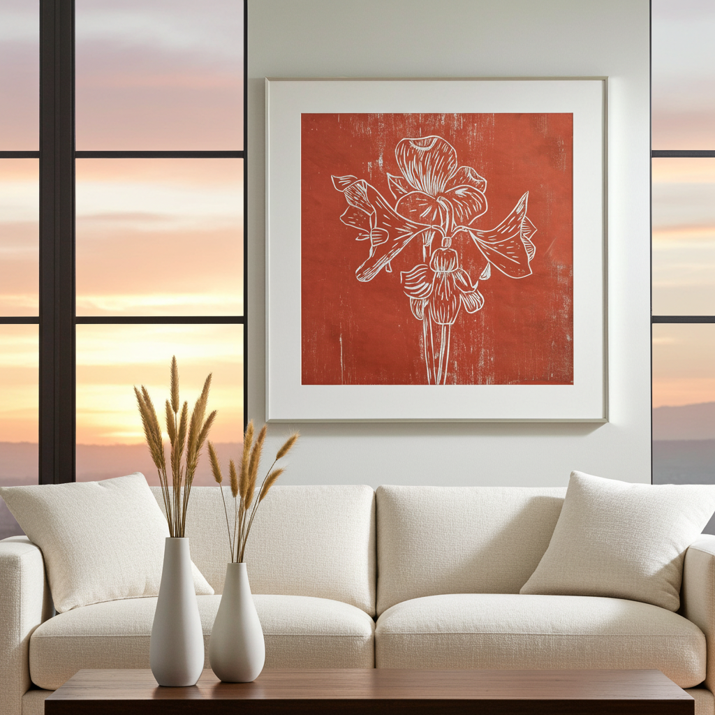 Fine Art Paper Print: "Red Amaryllis"