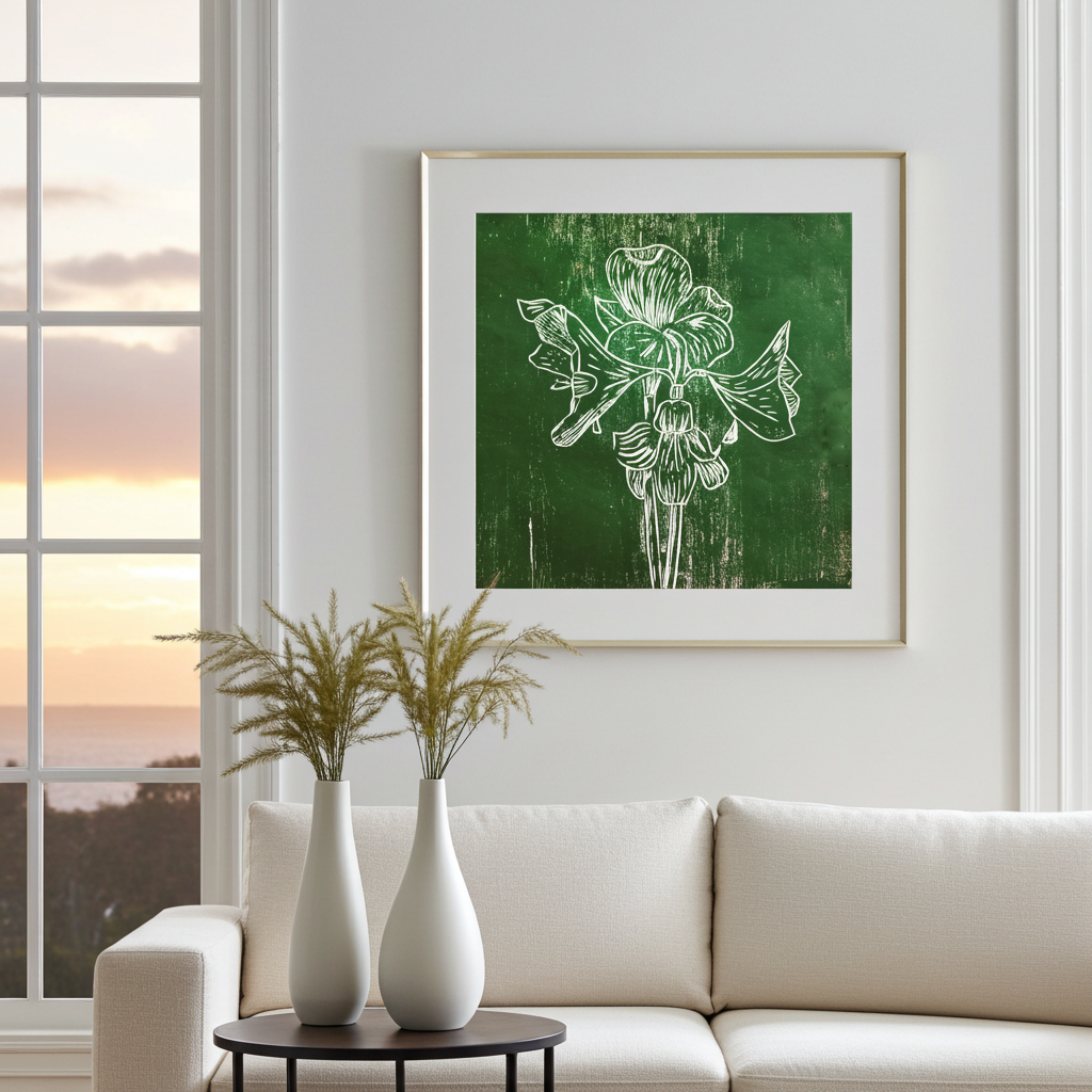 Fine Art Paper Print: "Green Amaryllis"